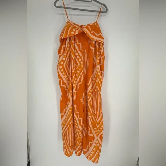 NWT ANTHROPOLOGIE PLEATED WIDE-LEG JUMPSUIT IN ORANGE size L - Picture 5 of 10